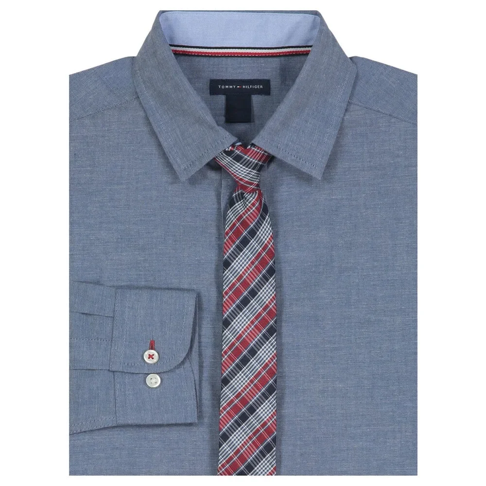Tommy Hilfiger Boys' Stretch Chambray Shirt Tie Set, Size 16